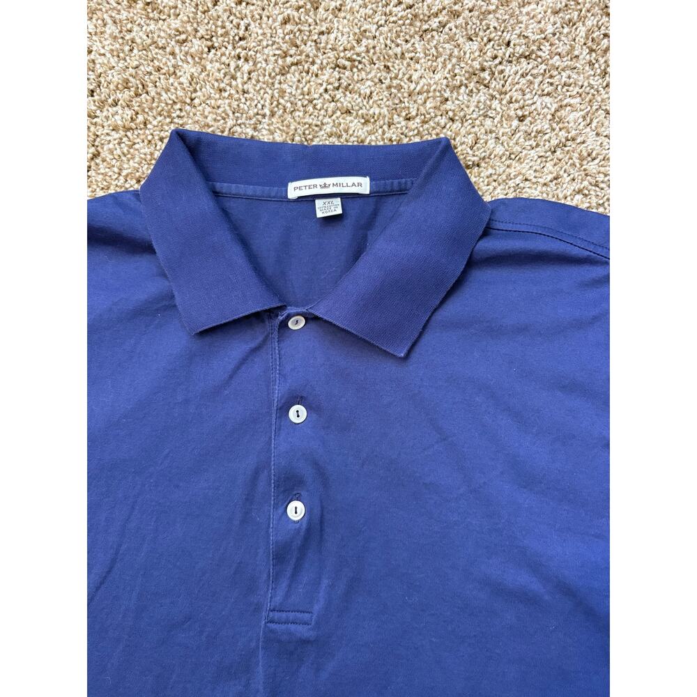 Peter Millar Navy 100% Cotton Short Sleeve Gold Polo Mens Size XXL